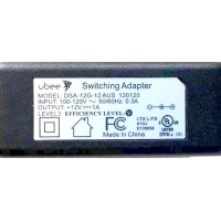 CARGADOR / ADAPTADOR DE FUENTE DE ALIMENTACION UBEE VCA-VCD  / NUMERO DE PARTE DSA-12G-12 AUS / ENTRADA VCA 100-120V~ 50/60HZ 0.3A / SALIDA VCD 12V 1A / E135856 / MODELO DSA-12G-12 AUS